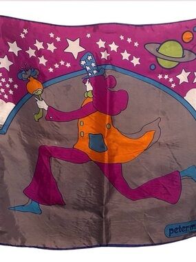 Vintage 60’s-70’s peter max Psychedelic “Cosmic Jumper” Silk Scarf